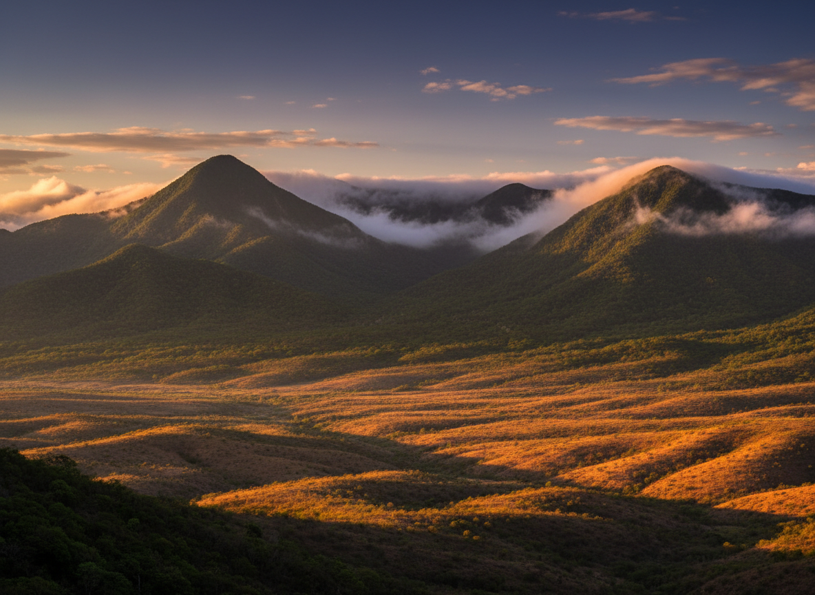 Paisaje de la Sierra Madre Oriental de Tamaulipas al atardecer