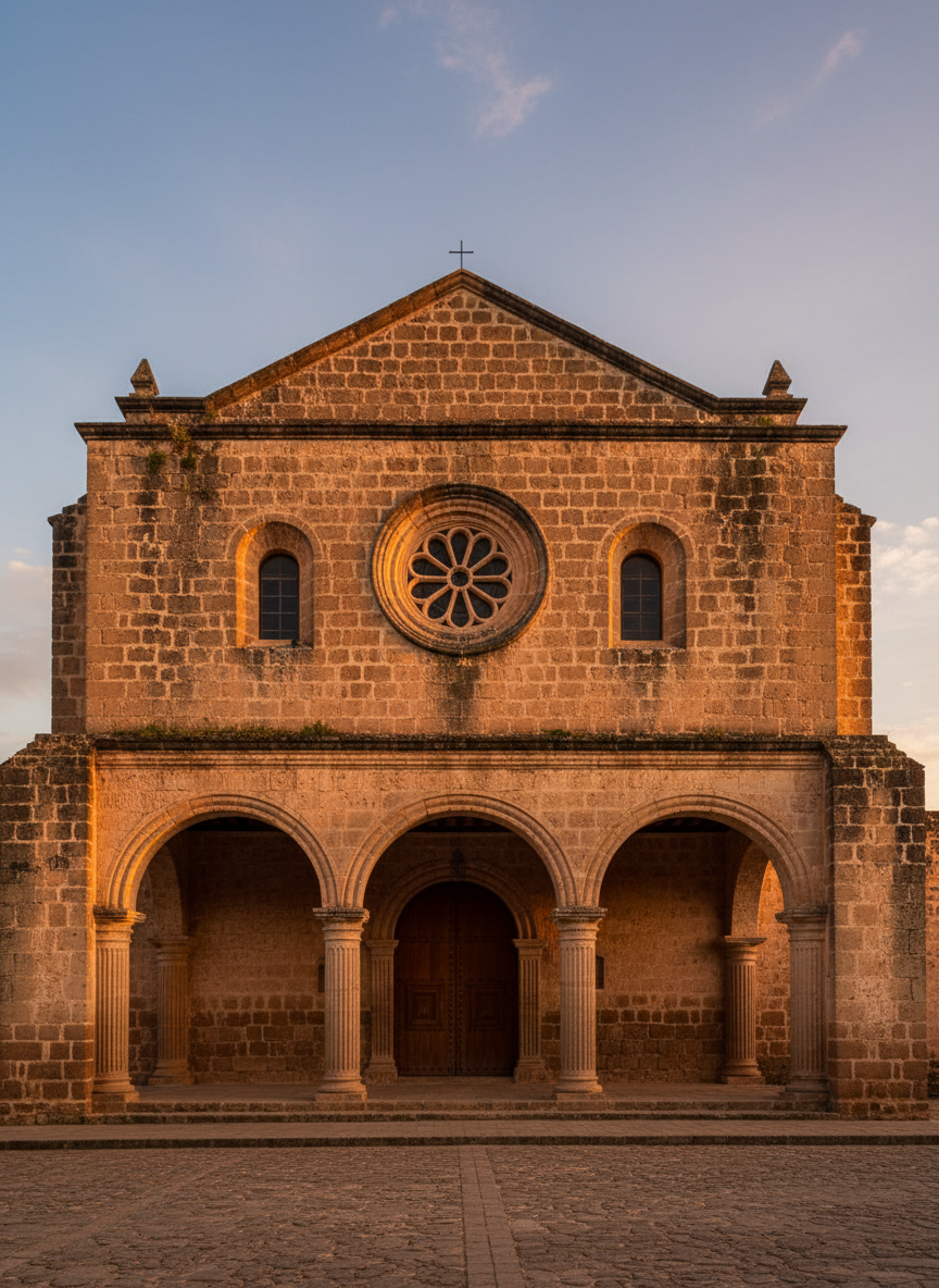 Arquitectura colonial de cantera en un pueblo histórico de Tamaulipas